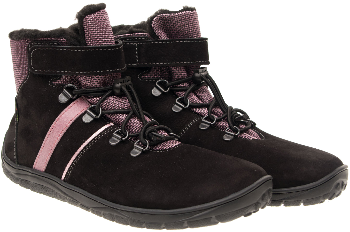 BOTAS IMPERMEABLES DE INVIERNO NEGRAS Y ROSA