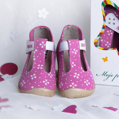 SANDALIAS TEXTILES ROSA CORAZONES